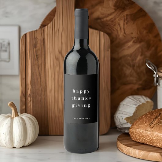 Minimalistische Happy Thanksgiving Modern Wijn Etiket
