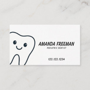 Minimalistische Happy Tooth pediatrische tandarts Afsprakenkaartje