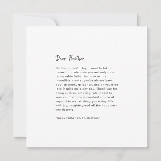 Minimalistische Happy Vaderdag Brother Groet Kaart (Achterkant)