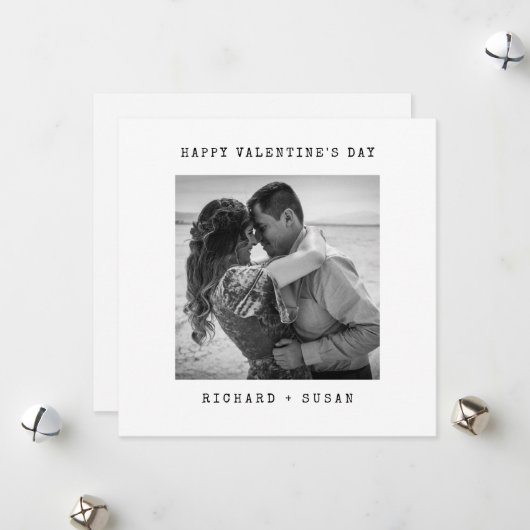 Minimalistische Happy Valentine's Day met Foto Feestdagenkaart (Voorkant / Achterkant in situ)