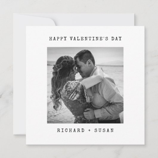 Minimalistische Happy Valentine's Day met Foto Feestdagenkaart (Voorkant)