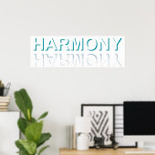 Minimalistische HARMONY-tekst waterreflectie & sch Poster (Thuiskantoor)