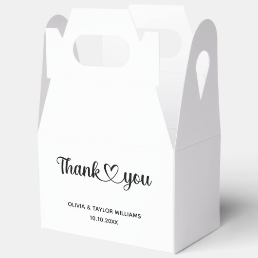 Minimalistische Hart Bedankt in Zwart en Wit Bedankdoosjes (Open)