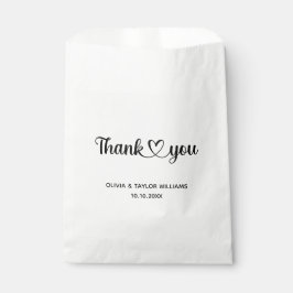 Minimalistische Hart Bedankt in Zwart en Wit Bedankzakje