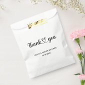 Minimalistische Hart Bedankt in Zwart Wit Bedankzakje (Gezegeld)