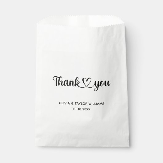 Minimalistische Hart Bedankt in Zwart Wit Bedankzakje (Voorkant)