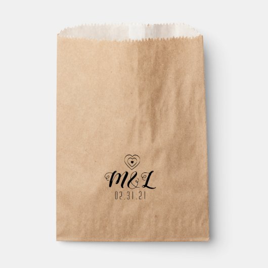 Minimalistische Hart Black Wedding Logo Bedankzakje (Voorkant)