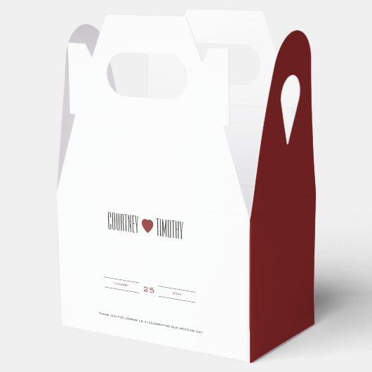 Minimalistische hart bruiloft bedankdoosjes (Geopend)