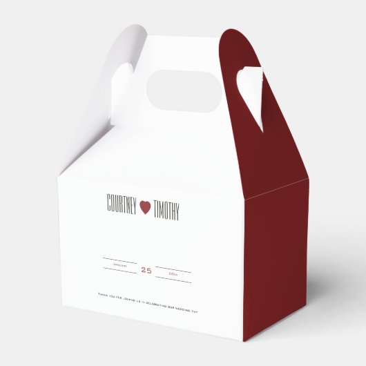 Minimalistische hart bruiloft bedankdoosjes (Voorkant Zijde)