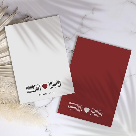 Minimalistische hart bruiloft bedankkaart