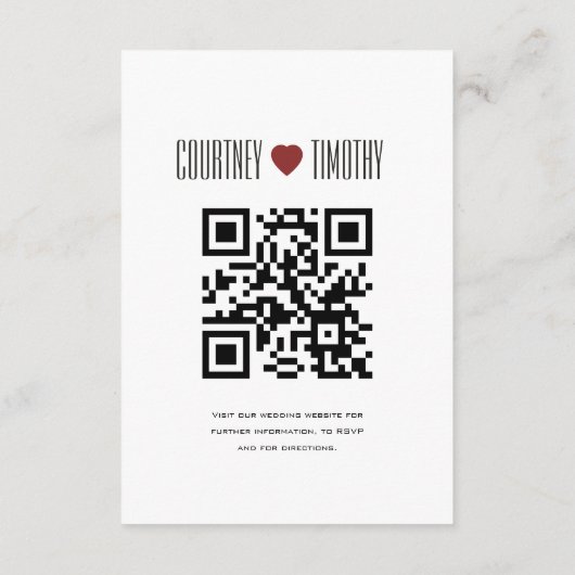 Minimalistische hart bruiloft informatiekaartje (Achterkant)