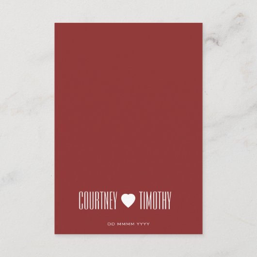 Minimalistische hart bruiloft informatiekaartje (Achterkant)