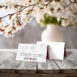 Minimalistische hart bruiloft plaatskaartje