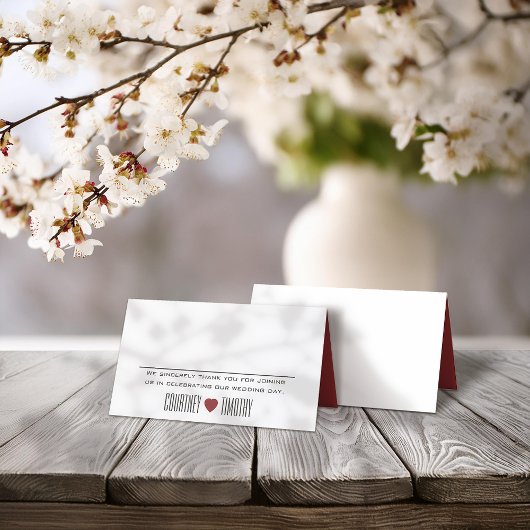 Minimalistische hart bruiloft plaatskaartje