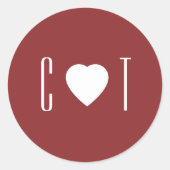 Minimalistische hart bruiloft ronde sticker (Voorkant)