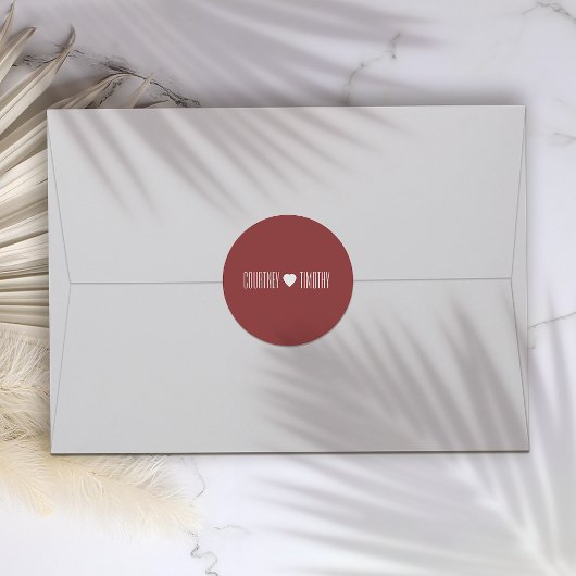 Minimalistische hart bruiloft ronde sticker