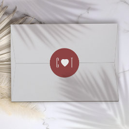 Minimalistische hart bruiloft ronde sticker