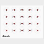 Minimalistische hart bruiloft ronde sticker (Vel)