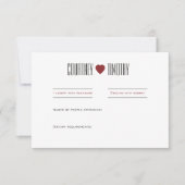 Minimalistische hart bruiloft RSVP kaartje (Voorkant)