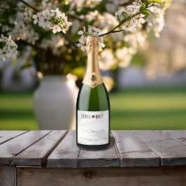 Minimalistische hart bruiloft sparkling wijnetiket