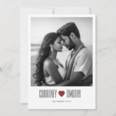 Minimalistische hart bruiloft uitnodiging met foto (Voorkant)