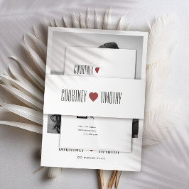 Minimalistische hart bruiloft uitnodigingen wikkel