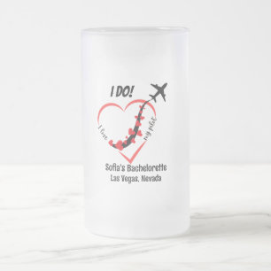 Minimalistische hart en vliegtuig  matglas bierpul