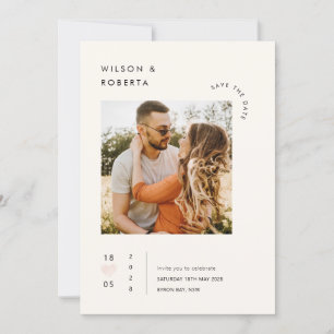 Minimalistische hart foto Save the Date uitnodigin Kaart