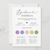 Minimalistische hart foto script bruidsmeisje info kaart (Voorkant)