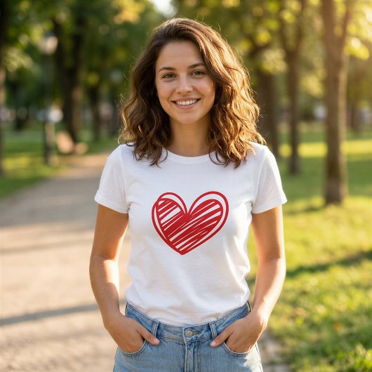 Minimalistische hart grafische witte T-shirt voor