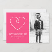 Minimalistische hart heet roze Valentijnsdag foto Feestdagenkaart (Voorkant)