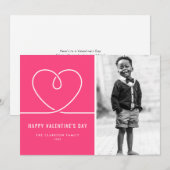 Minimalistische hart heet roze Valentijnsdag foto Feestdagenkaart (Voorkant / Achterkant)