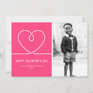 Minimalistische hart heet roze Valentijnsdag foto Feestdagenkaart