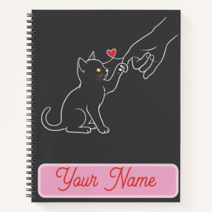 Minimalistische Hart Illustratie voor Kattenliefhe Notitieboek