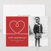 Minimalistische Hart Rode Gelukkige Valentijnsdag  Feestdagenkaart (Voorkant / Achterkant)