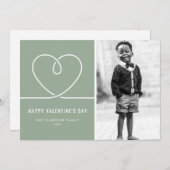 Minimalistische hart sage groene Valentijnsdag fot Feestdagenkaart (Voorkant / Achterkant)