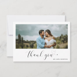 Minimalistische Hart Simpele Script Foto Huwelijk Bedankkaart