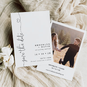 Minimalistische hart tekst bruiloft Save the Date  Kaart