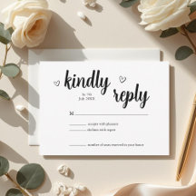 Minimalistische Hart Trouw RSVP Kaart