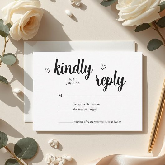 Minimalistische Hart Trouw RSVP Kaart