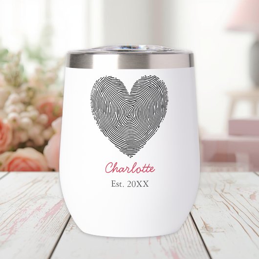 Minimalistische hart vingerafdruk gepersonaliseerd