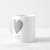 Minimalistische hart vingerafdruk gepersonaliseerd koffiemok (Voorkant links)