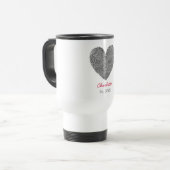 Minimalistische hart vingerafdruk gepersonaliseerd reisbeker (Voorkant links)