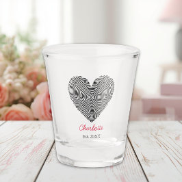 Minimalistische hart vingerafdruk gepersonaliseerd shot glas