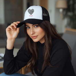 Minimalistische Hart Vingerafdruk Gepersonaliseerd Trucker Pet
