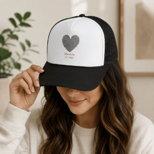 Minimalistische Hart Vingerafdruk Gepersonaliseerd Trucker Pet