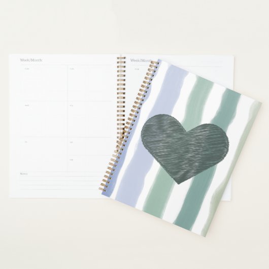 Minimalistische hartkunst met zachte pastelstrepen planner (Display)