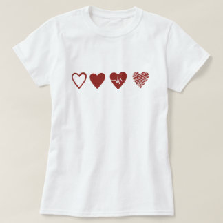 Minimalistische hartslag EKG Line Art Four Hearts T-shirt