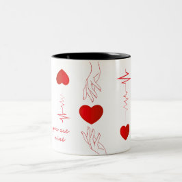 Minimalistische Hartslag- en Handen Lievelingsmok Tweekleurige Koffiemok