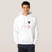 Minimalistische hartslag & Heart Design Hoodie T-s (Voorkant volledig)